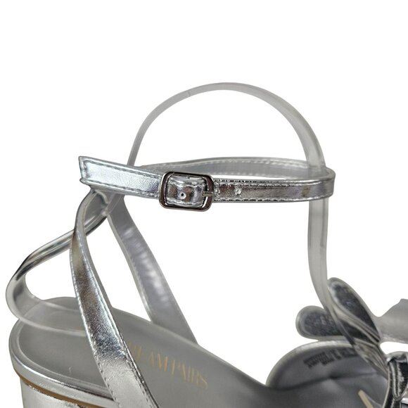 Dream Pairs Womens Bow Platform Chunky Open Toe Sandals Silver Size 9 Party - Picture 8 of 14